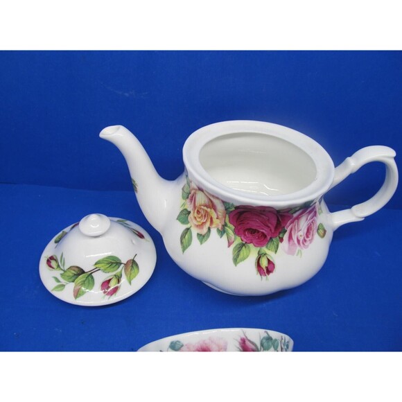 Roy Kirkham Garden Rose Teapot And 2 Tea Cups Excellent - Picture 7 of 15